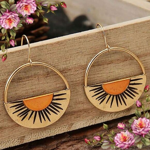 Jewelry - Vintage‎ Sunrise Sun Drop Dangle Earrings Retro
